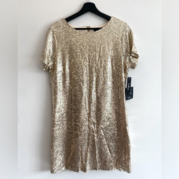 NWT: Lulus Gold Sequin short dress (L) - Picture 1 of 4